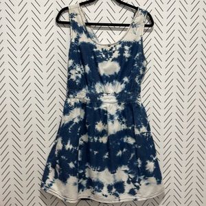 Forever 21 Cut out Blue Tie Dye Dress. 100% Cotton, Summer Dress, Beachy, Artsy.